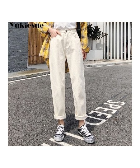 high waisted jeans woman fashionable white loose woman's jeans for women ripped jeans boyfriend jeans women's jeans clothe $4...