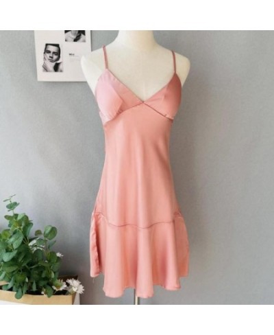 Casual Home Clothing Sexy Nightgown Spaghetti Sling Intimate Lingerie Women Sleepwear Solid Home Clothing Pink Nightdress $29...