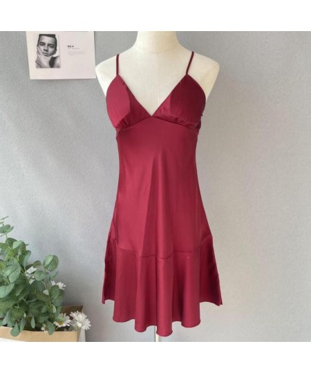 Casual Home Clothing Sexy Nightgown Spaghetti Sling Intimate Lingerie Women Sleepwear Solid Home Clothing Pink Nightdress $29...