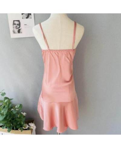 Casual Home Clothing Sexy Nightgown Spaghetti Sling Intimate Lingerie Women Sleepwear Solid Home Clothing Pink Nightdress $29...