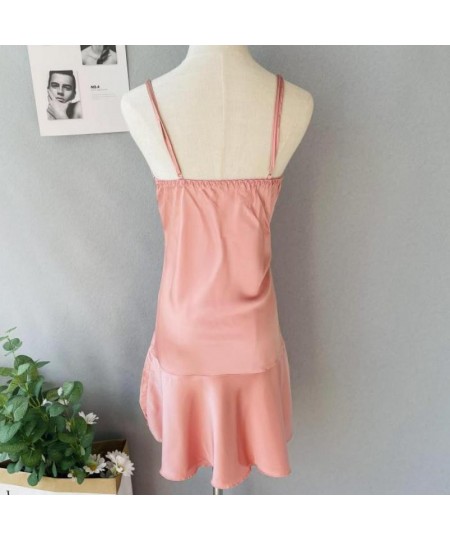 Casual Home Clothing Sexy Nightgown Spaghetti Sling Intimate Lingerie Women Sleepwear Solid Home Clothing Pink Nightdress $29...