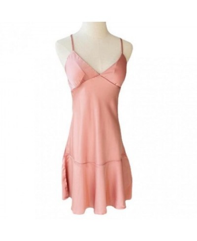 Casual Home Clothing Sexy Nightgown Spaghetti Sling Intimate Lingerie Women Sleepwear Solid Home Clothing Pink Nightdress $29...