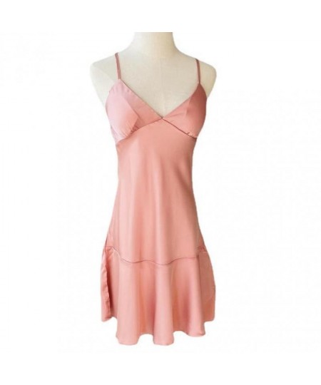 Casual Home Clothing Sexy Nightgown Spaghetti Sling Intimate Lingerie Women Sleepwear Solid Home Clothing Pink Nightdress $29...