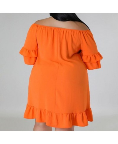 Plus Size Summer New Women's Clothing Solid Color Fashion Off Shoulder Patchwork Ruffles Half Sleeve Sweet Princess Dresses $...