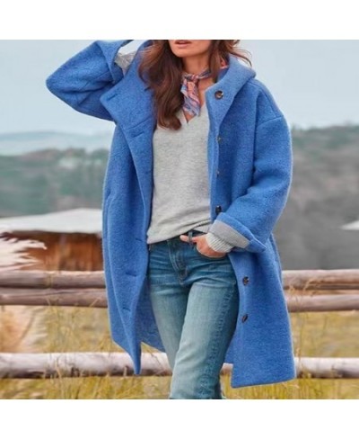 Solid Cardigan Top Women Wool Blends Autumn Winter 2022 Fashion Long Sleeve Hooded Pocket Ladies Coats Streetwear $67.13 - Ja...