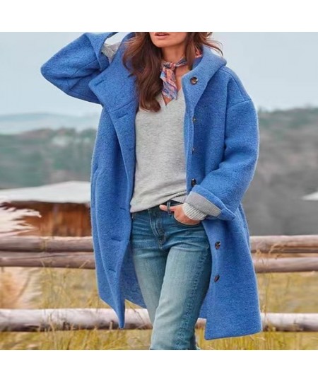 Solid Cardigan Top Women Wool Blends Autumn Winter 2022 Fashion Long Sleeve Hooded Pocket Ladies Coats Streetwear $67.13 - Ja...