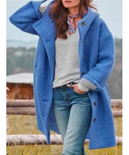 Solid Cardigan Top Women Wool Blends Autumn Winter 2022 Fashion Long Sleeve Hooded Pocket Ladies Coats Streetwear $67.13 - Ja...