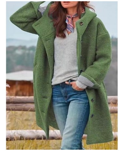 Solid Cardigan Top Women Wool Blends Autumn Winter 2022 Fashion Long Sleeve Hooded Pocket Ladies Coats Streetwear $67.13 - Ja...