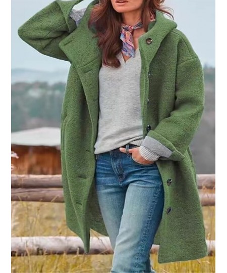 Solid Cardigan Top Women Wool Blends Autumn Winter 2022 Fashion Long Sleeve Hooded Pocket Ladies Coats Streetwear $67.13 - Ja...