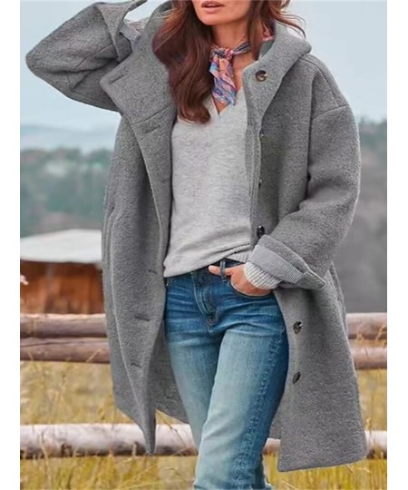 Solid Cardigan Top Women Wool Blends Autumn Winter 2022 Fashion Long Sleeve Hooded Pocket Ladies Coats Streetwear $67.13 - Ja...