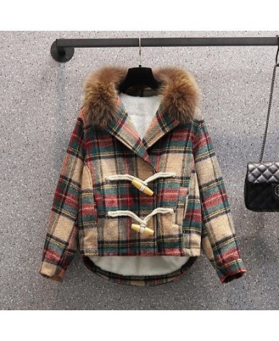 Autumn Winter2022 New Plaid Panel Thickened Plush Jacket Coat Slim Warm Sweater Dress Two-piece Elegant Women's Dress Suit $4...