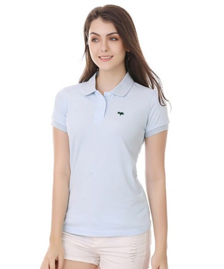 Womens Polo Top Short Sleeve Polos Shirts Casual 100% Cotton Lapel Ladies Polos Shirts Embroidered Logo Loose T-shirt Summer ...