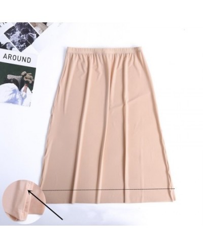 NEW Summer Silk Safety Skirt Women Sexy Sleepwear Nightdress Lingerie Lady Seamless Nightshirt Bottoming Half Slip Plus Size ...