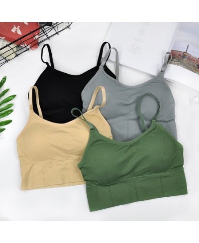 Women Sexy Crop Tops Tube Top Seamless Bra Sports Lingerie Elastic Push Up Sports Bralette Tank $18.80 - Underwear