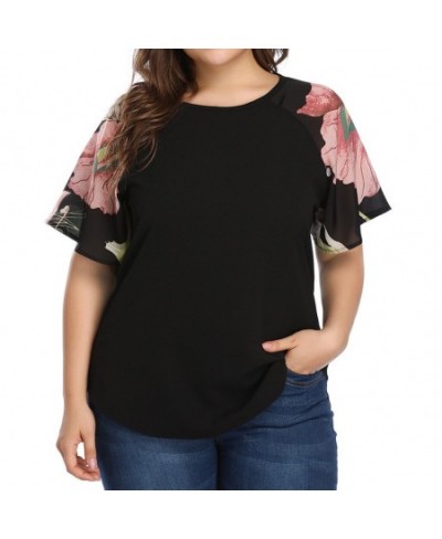 Plus Size Women Clothing Tops Fashion Short Sleeve Casual Loose T-shirts Ladies O-neck Floral Print Oversized T-shirts Top $2...