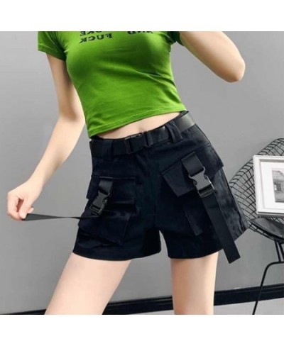 Army Green Cargo Shorts Women Korean Big Pockets High Waist Wide Leg Shorts Woman Summer Harajuku Casual Short Pants $25.93 -...