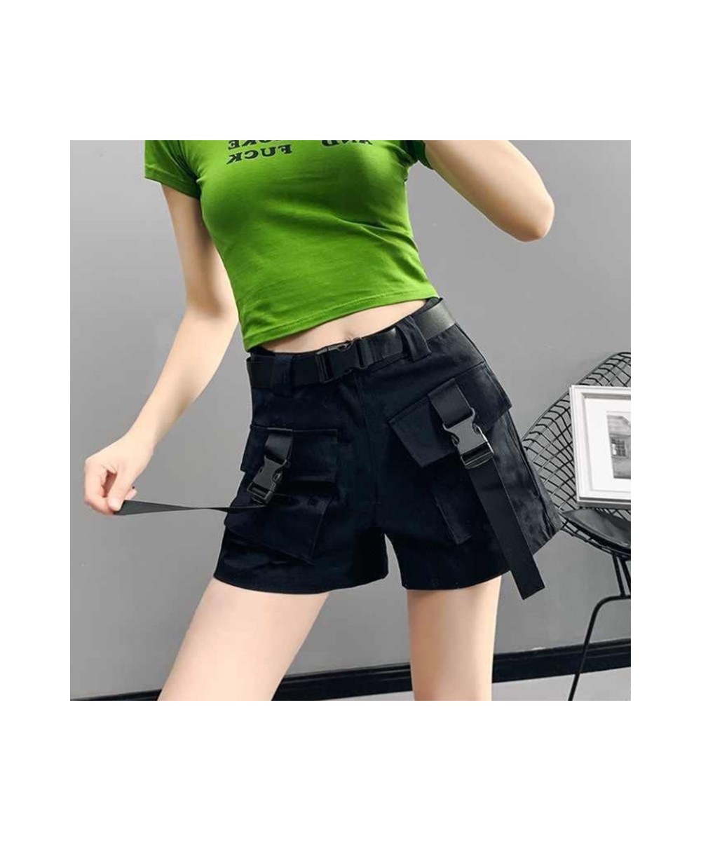 Army Green Cargo Shorts Women Korean Big Pockets High Waist Wide Leg Shorts Woman Summer Harajuku Casual Short Pants $25.93 -...