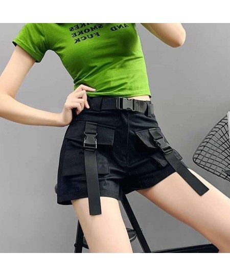 Army Green Cargo Shorts Women Korean Big Pockets High Waist Wide Leg Shorts Woman Summer Harajuku Casual Short Pants $25.93 -...