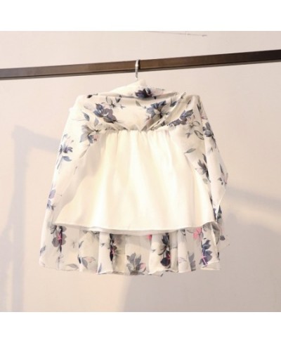 short Skirt Women Spring Summer Korean Fashion White Black Floral Print Aesthetic Anti-peeping High Waist chiffon pleated Ski...