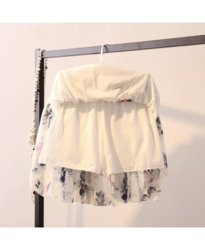 short Skirt Women Spring Summer Korean Fashion White Black Floral Print Aesthetic Anti-peeping High Waist chiffon pleated Ski...