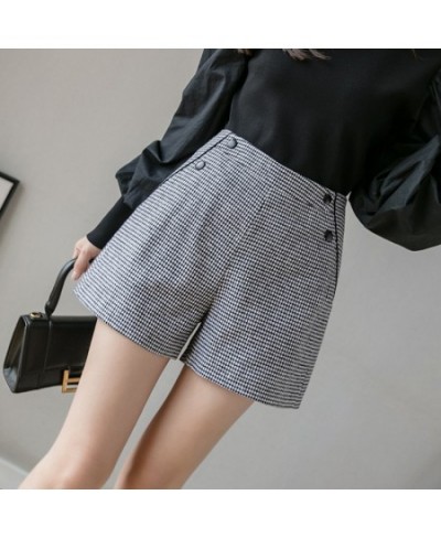 High-Waisted Plaid Wool Shorts Female Autumn Winter New Style Retro Loose A-line Shorts Casual Wide-Leg Boot Shorts D5247 $35...