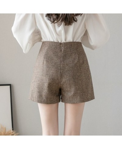 High-Waisted Plaid Wool Shorts Female Autumn Winter New Style Retro Loose A-line Shorts Casual Wide-Leg Boot Shorts D5247 $35...