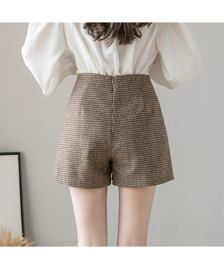 High-Waisted Plaid Wool Shorts Female Autumn Winter New Style Retro Loose A-line Shorts Casual Wide-Leg Boot Shorts D5247 $35...