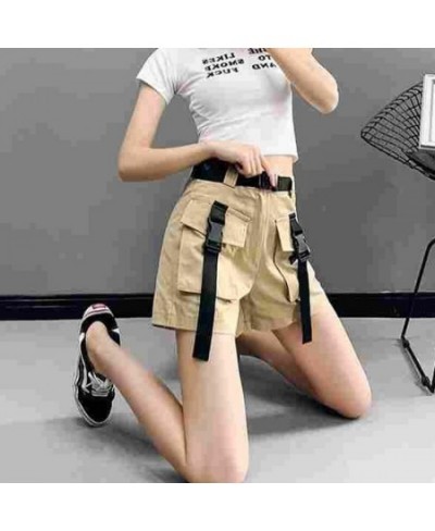 Army Green Cargo Shorts Women Korean Big Pockets High Waist Wide Leg Shorts Woman Summer Harajuku Casual Short Pants $25.93 -...