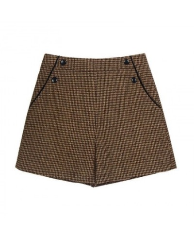 High-Waisted Plaid Wool Shorts Female Autumn Winter New Style Retro Loose A-line Shorts Casual Wide-Leg Boot Shorts D5247 $35...