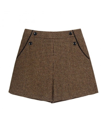 High-Waisted Plaid Wool Shorts Female Autumn Winter New Style Retro Loose A-line Shorts Casual Wide-Leg Boot Shorts D5247 $35...