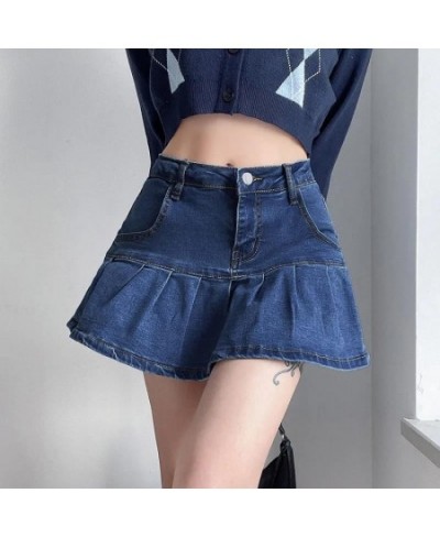 Blue Denim Skirt With Ruffles Harajuku Y2K Jeans Shorts Skirt Mini Woman High Waist Bottom Female Casual Pleated Skirt Female...