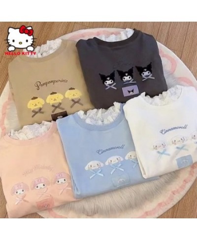 Hello Kitty Hoodie Women Sweet Japanese Kuromi Y2k Tops Harajuku Bow Sweatshirt Girls Kawaii Fake Two Piece Long Sleeved T $3...