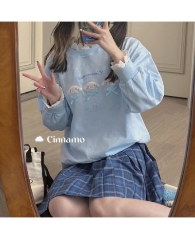 Hello Kitty Hoodie Women Sweet Japanese Kuromi Y2k Tops Harajuku Bow Sweatshirt Girls Kawaii Fake Two Piece Long Sleeved T $3...