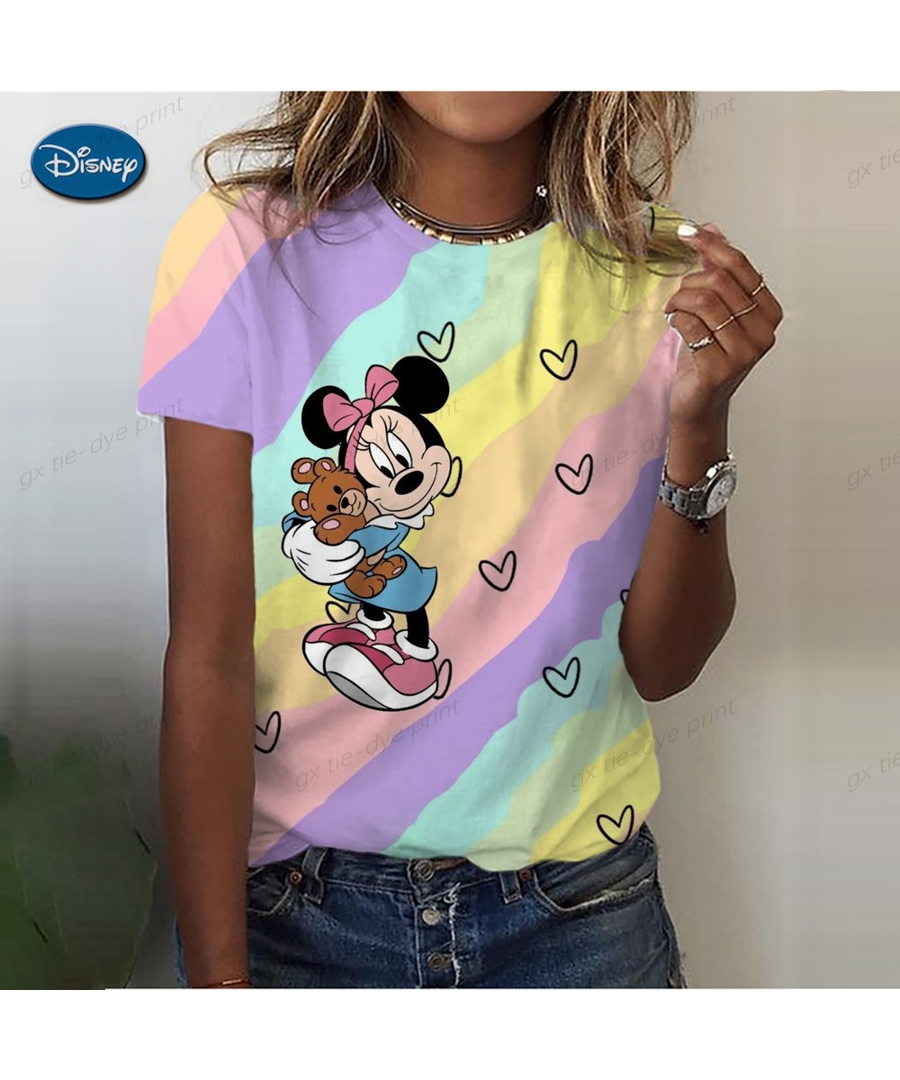 2023 Minnie Mickey Mouse Print Women's T-Shirts Harajuku Cartoon T Shirts Summer Short Sleeve Top Tees Female $20.13 - Women ...