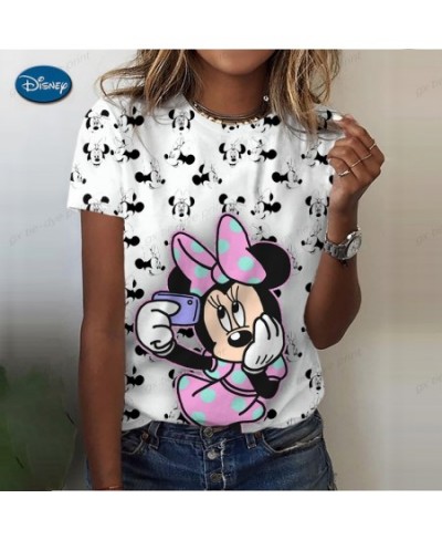 2023 Minnie Mickey Mouse Print Women's T-Shirts Harajuku Cartoon T Shirts Summer Short Sleeve Top Tees Female $20.13 - Women ...