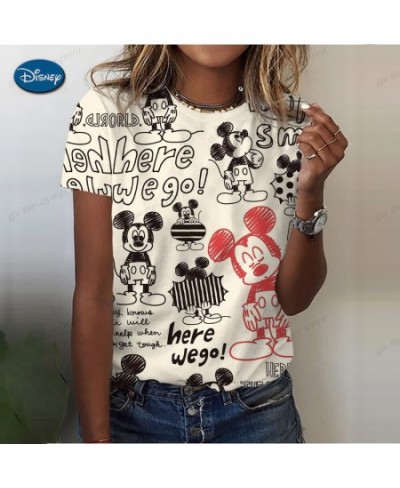 2023 Minnie Mickey Mouse Print Women's T-Shirts Harajuku Cartoon T Shirts Summer Short Sleeve Top Tees Female $20.13 - Women ...