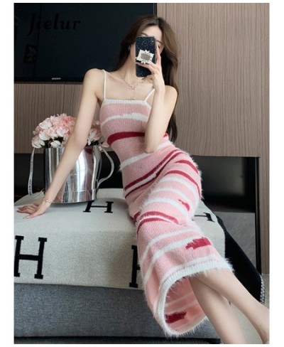 Pink Print Slim Maxi Spaghetti Strap Sweet Female Dress Slash Neck Sleeveless Slight Strech Women's Dresses Office Ladies $45...