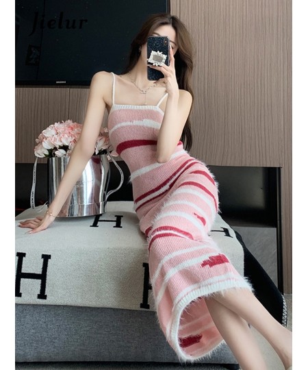 Pink Print Slim Maxi Spaghetti Strap Sweet Female Dress Slash Neck Sleeveless Slight Strech Women's Dresses Office Ladies $45...