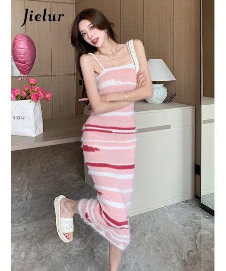 Pink Print Slim Maxi Spaghetti Strap Sweet Female Dress Slash Neck Sleeveless Slight Strech Women's Dresses Office Ladies $45...