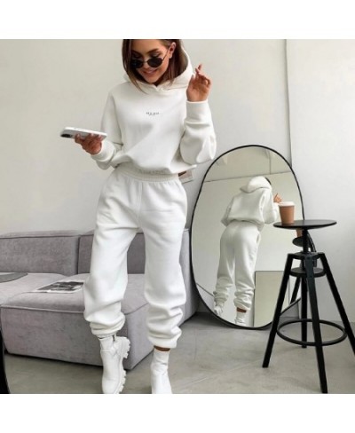 Warm Tracksuit Sports Women Two Piece Set 2022 Leisure Solid Long Sleeve Hooded Top Elastic Waist Pant Woman Winter Suit $43....