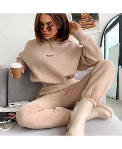 Warm Tracksuit Sports Women Two Piece Set 2022 Leisure Solid Long Sleeve Hooded Top Elastic Waist Pant Woman Winter Suit $43....