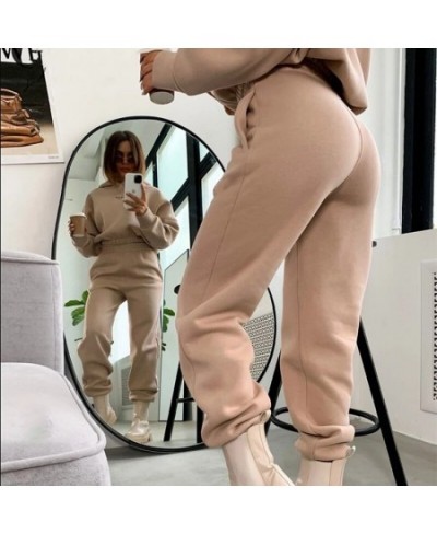 Warm Tracksuit Sports Women Two Piece Set 2022 Leisure Solid Long Sleeve Hooded Top Elastic Waist Pant Woman Winter Suit $43....