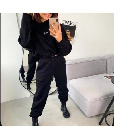 Warm Tracksuit Sports Women Two Piece Set 2022 Leisure Solid Long Sleeve Hooded Top Elastic Waist Pant Woman Winter Suit $43....