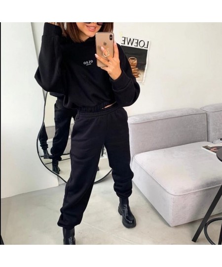 Warm Tracksuit Sports Women Two Piece Set 2022 Leisure Solid Long Sleeve Hooded Top Elastic Waist Pant Woman Winter Suit $43....