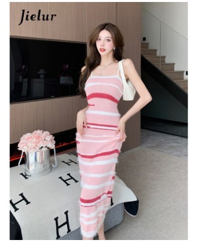 Pink Print Slim Maxi Spaghetti Strap Sweet Female Dress Slash Neck Sleeveless Slight Strech Women's Dresses Office Ladies $45...