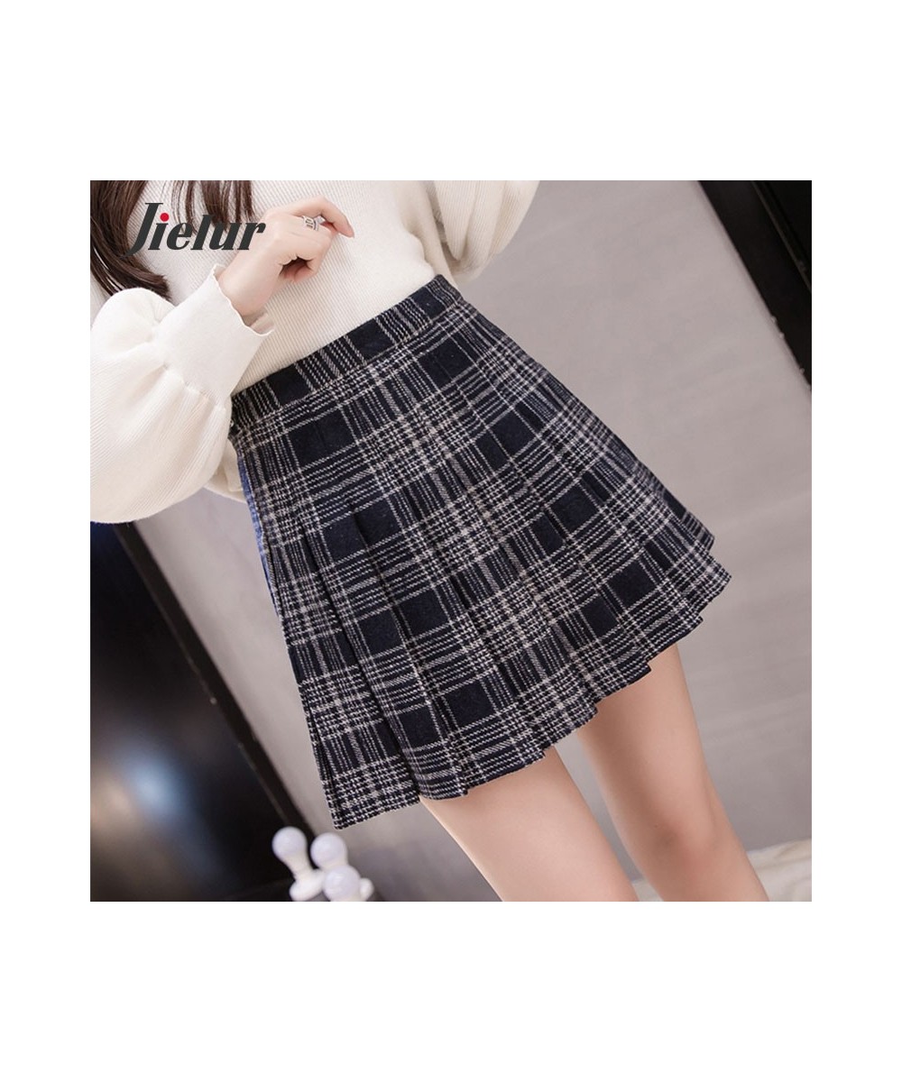 Woolen Pleated Skirts Womens Fashion Slim High-waisted Skirt A-line 2023 Autumn Winter Khaki Blue Plaid Skirts Girls S-XL $33...