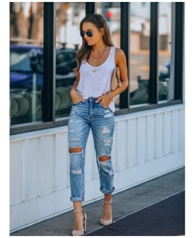 Europe And The United States Women's Jeans Summer Ripped Casual Slim Show Wash Trousers $43.69 - Jeans