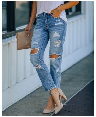 Europe And The United States Women's Jeans Summer Ripped Casual Slim Show Wash Trousers $43.69 - Jeans