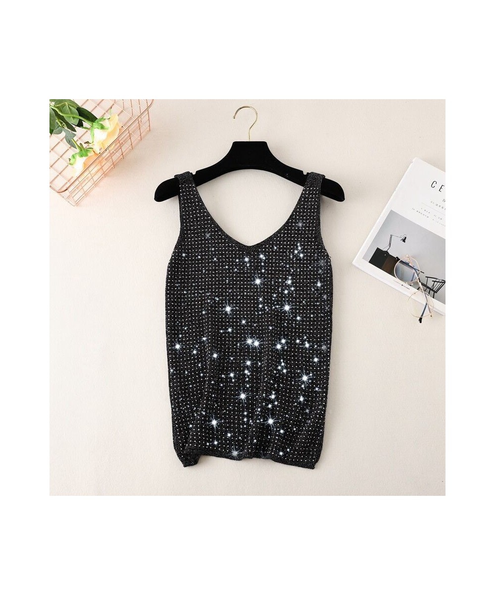 Bottomed Small Vest 2022 Ice Diamond Bling Bling Sexy Sleeveless Top Summer Women Crop Tops $20.65 - Tops & Tees