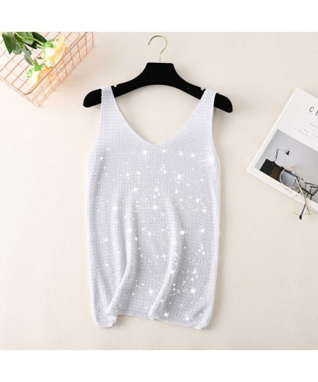 Bottomed Small Vest 2022 Ice Diamond Bling Bling Sexy Sleeveless Top Summer Women Crop Tops $20.65 - Tops & Tees